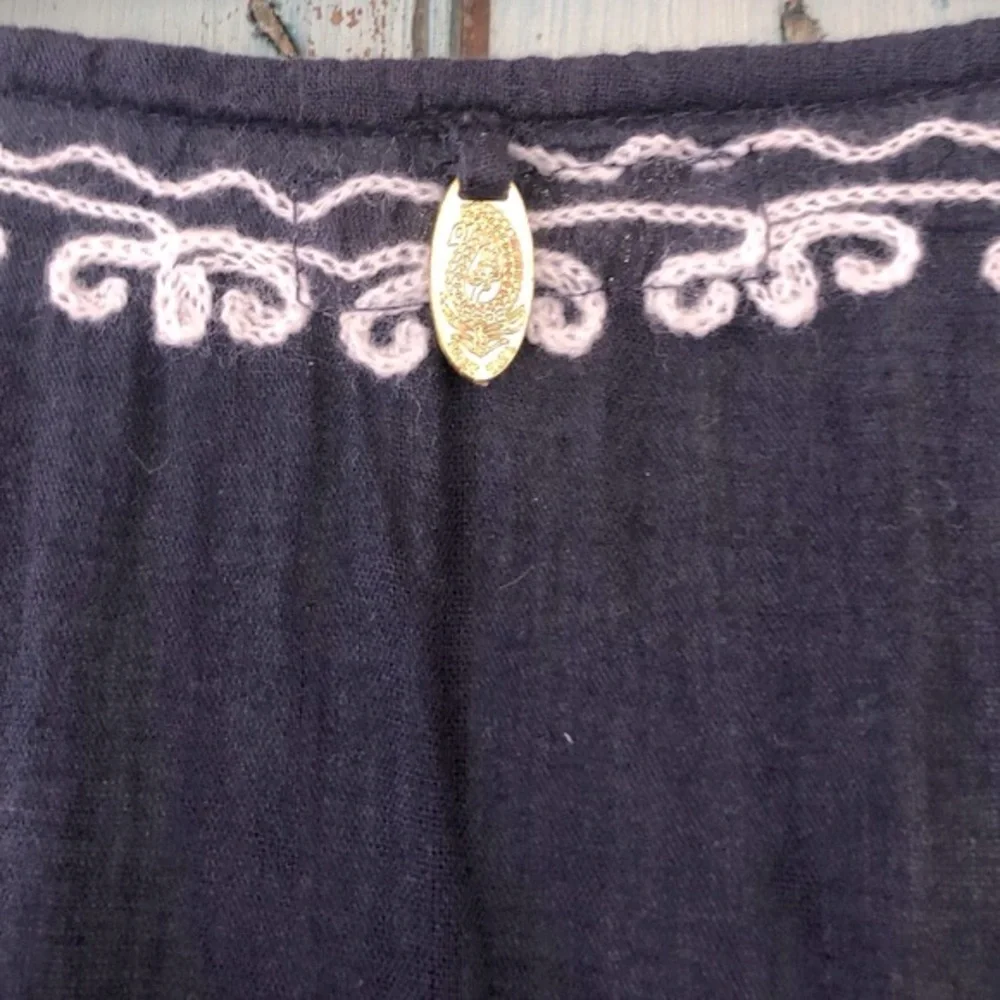 Very boho Ruby YaYa navy & white beach dress/cover up with braided embroidery - Picture 10 of 16